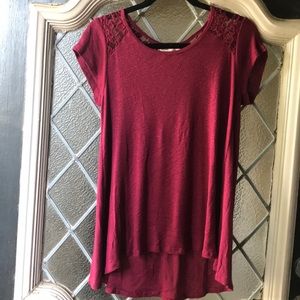 **RETRO MAROON LACE BACK KNIT SHIRT***